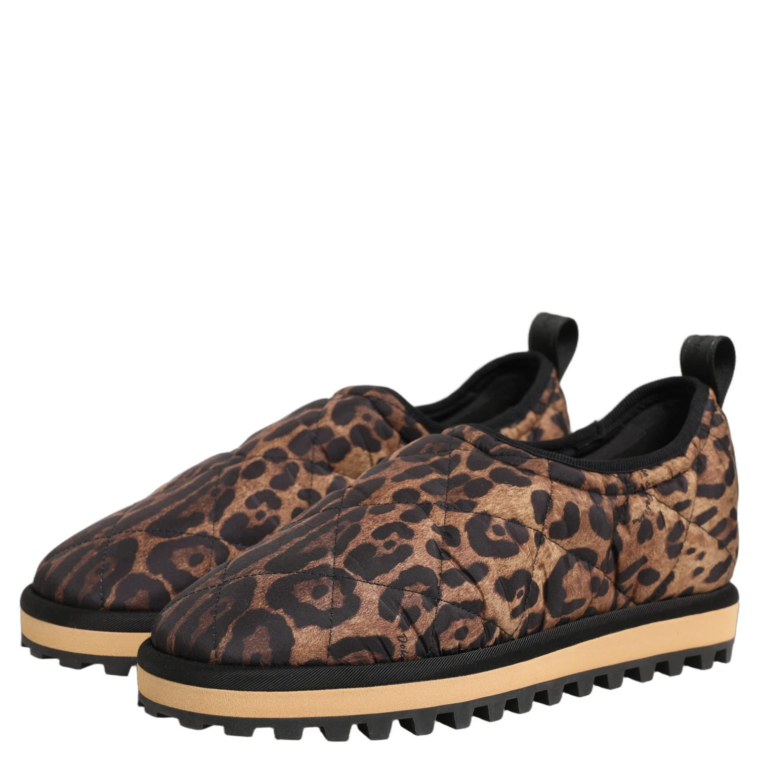 Brown Leopard Print Quilted Men Sneakers Shoes