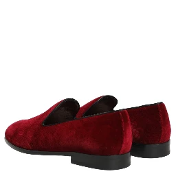 Maroon Velvet Slip On Dress Loafers Shoes