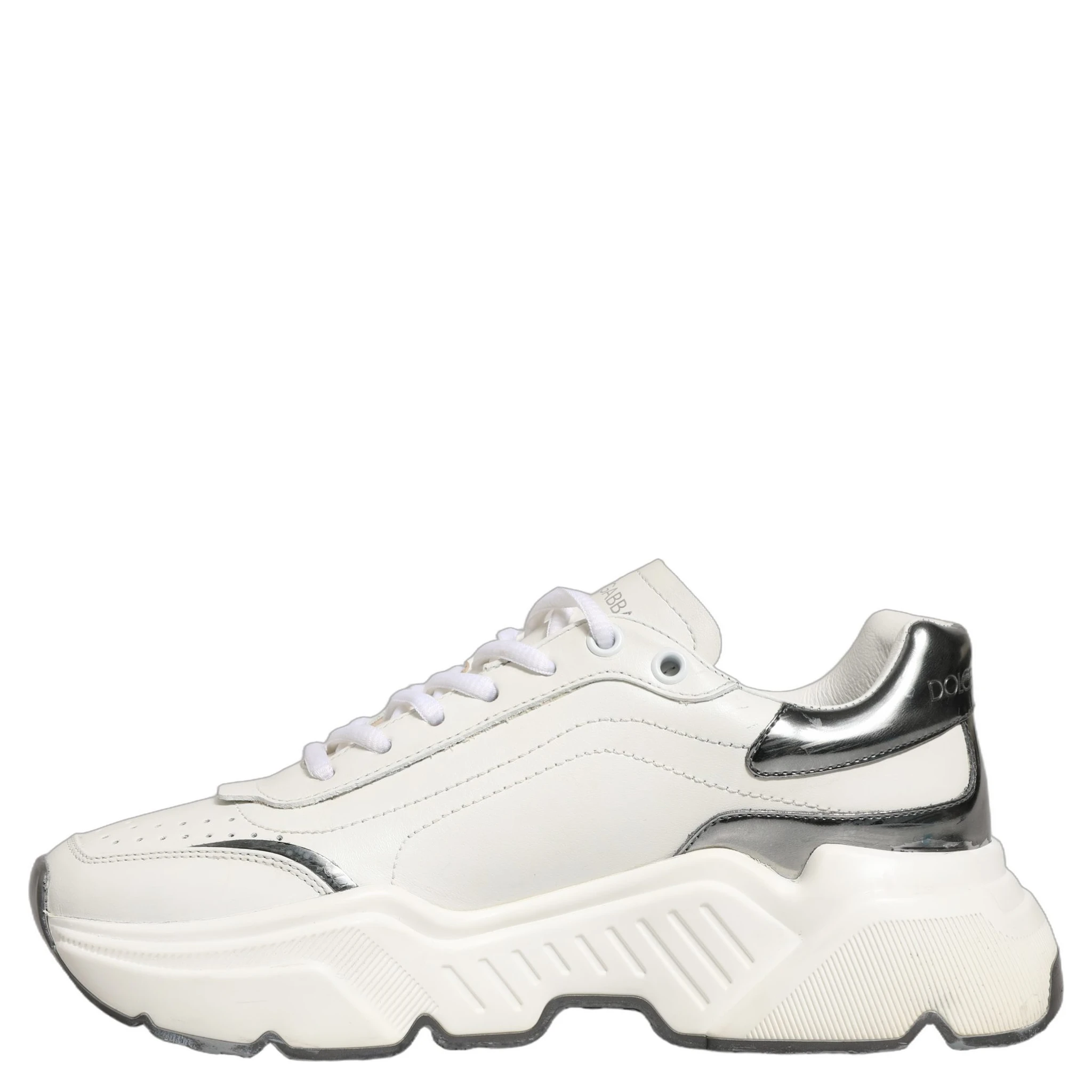 White Silver Daymaster Leather Low Top Sneakers Shoes
