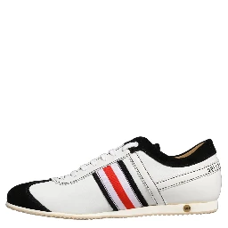 Black White Leather Suede Low Top Sneakers Shoes