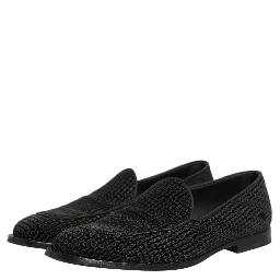 Black Logo Monogram Men Dress Loafers Shoes