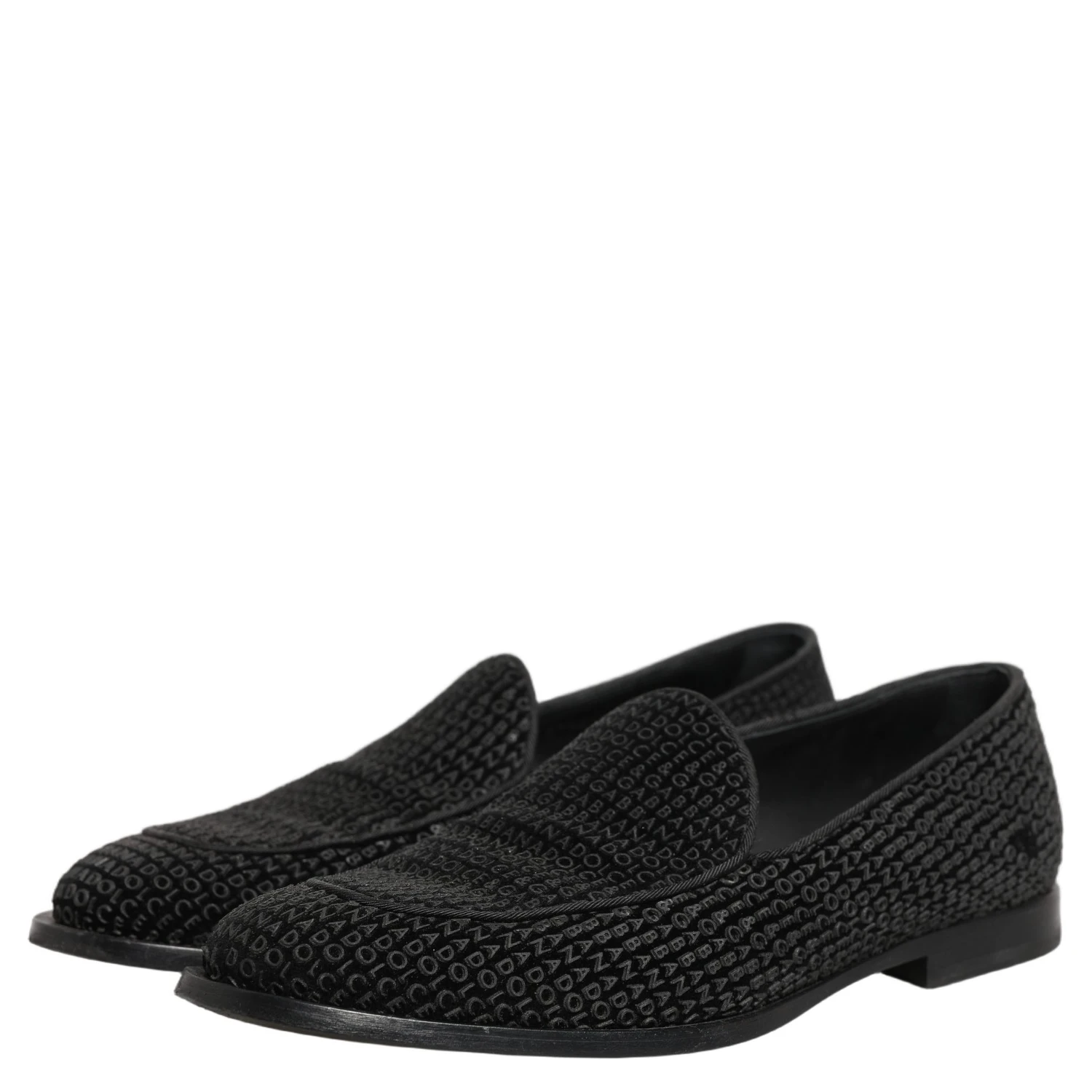 Black Logo Monogram Men Dress Loafers Shoes