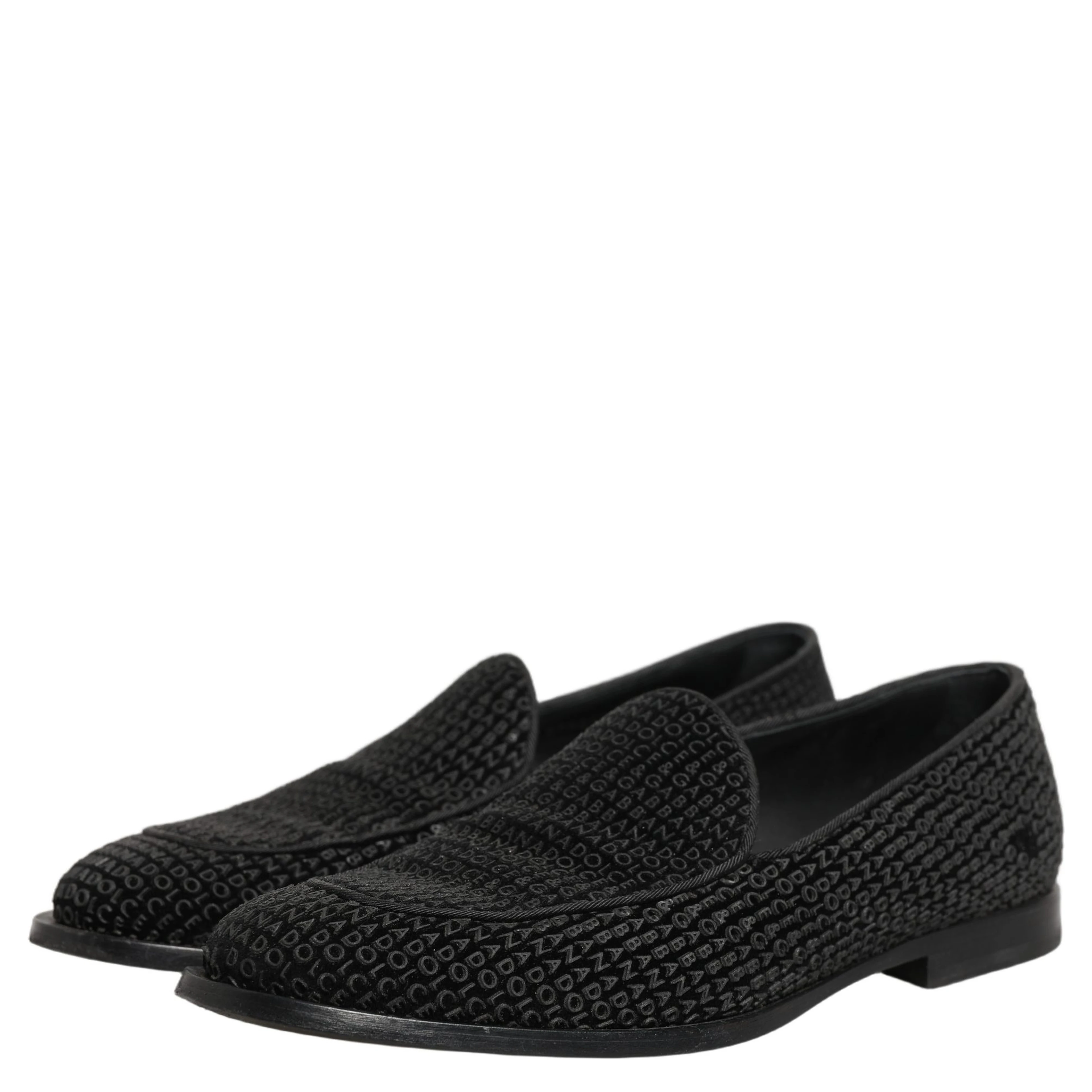 Black Logo Monogram Men Dress Loafers Shoes