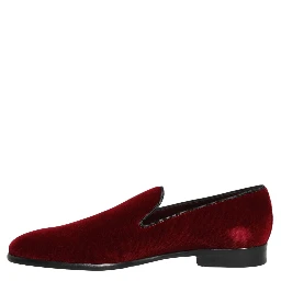 Maroon Velvet Slip On Dress Loafers Shoes