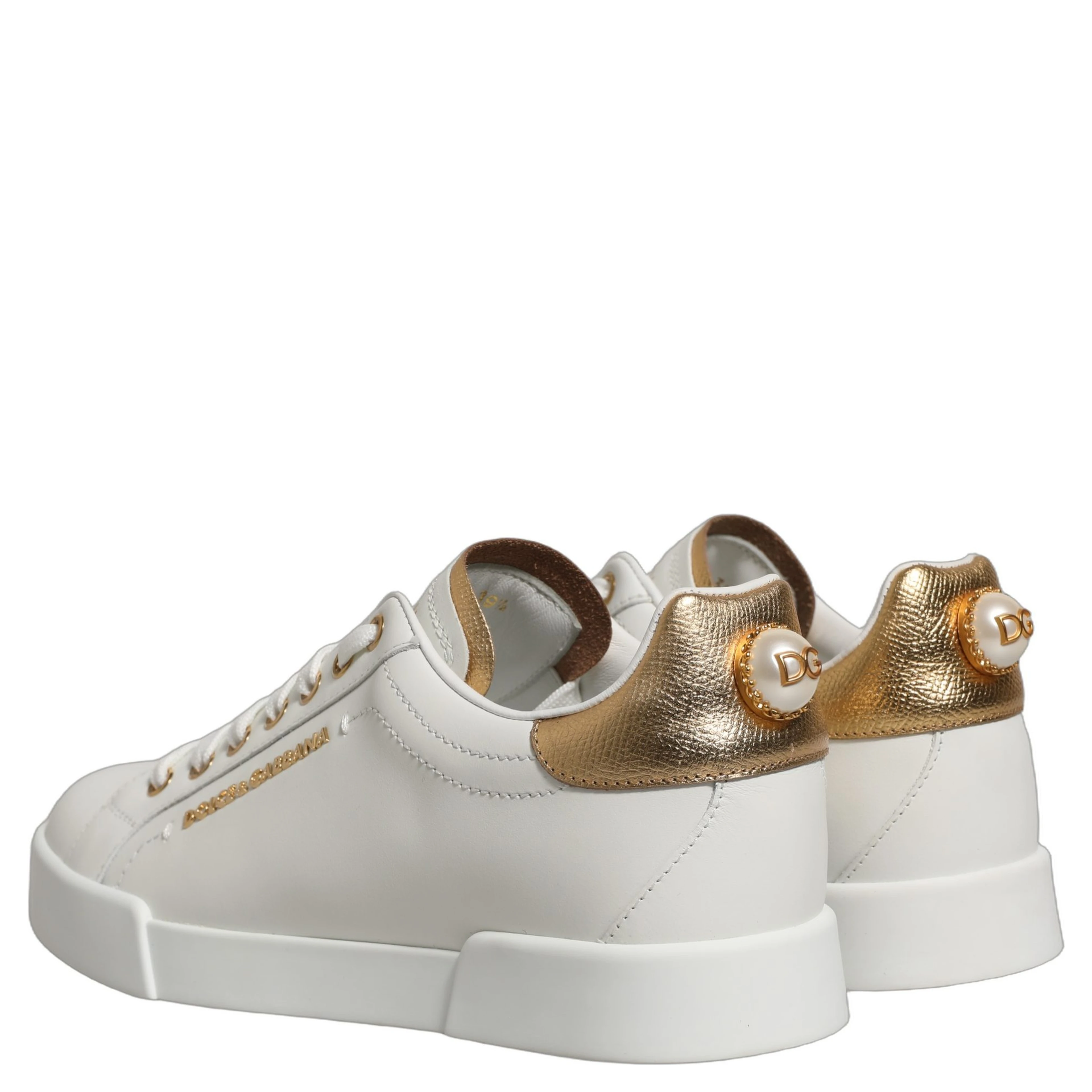 White Gold Embellished Low Top Sneakers Shoes