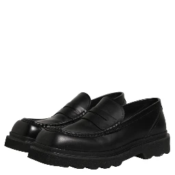 Black Calfskin Leather Men Dress Loafer Shoes