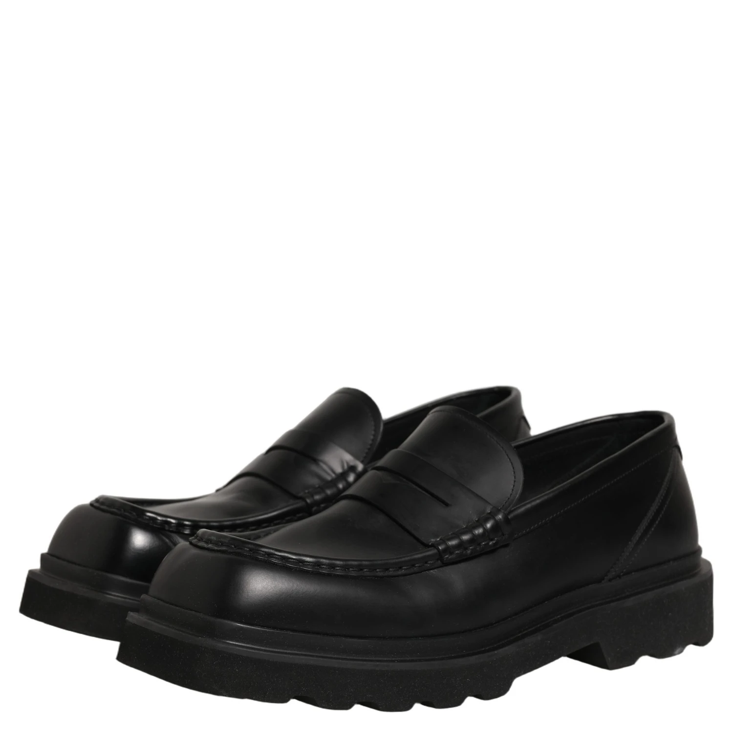 Black Calfskin Leather Men Dress Loafer Shoes