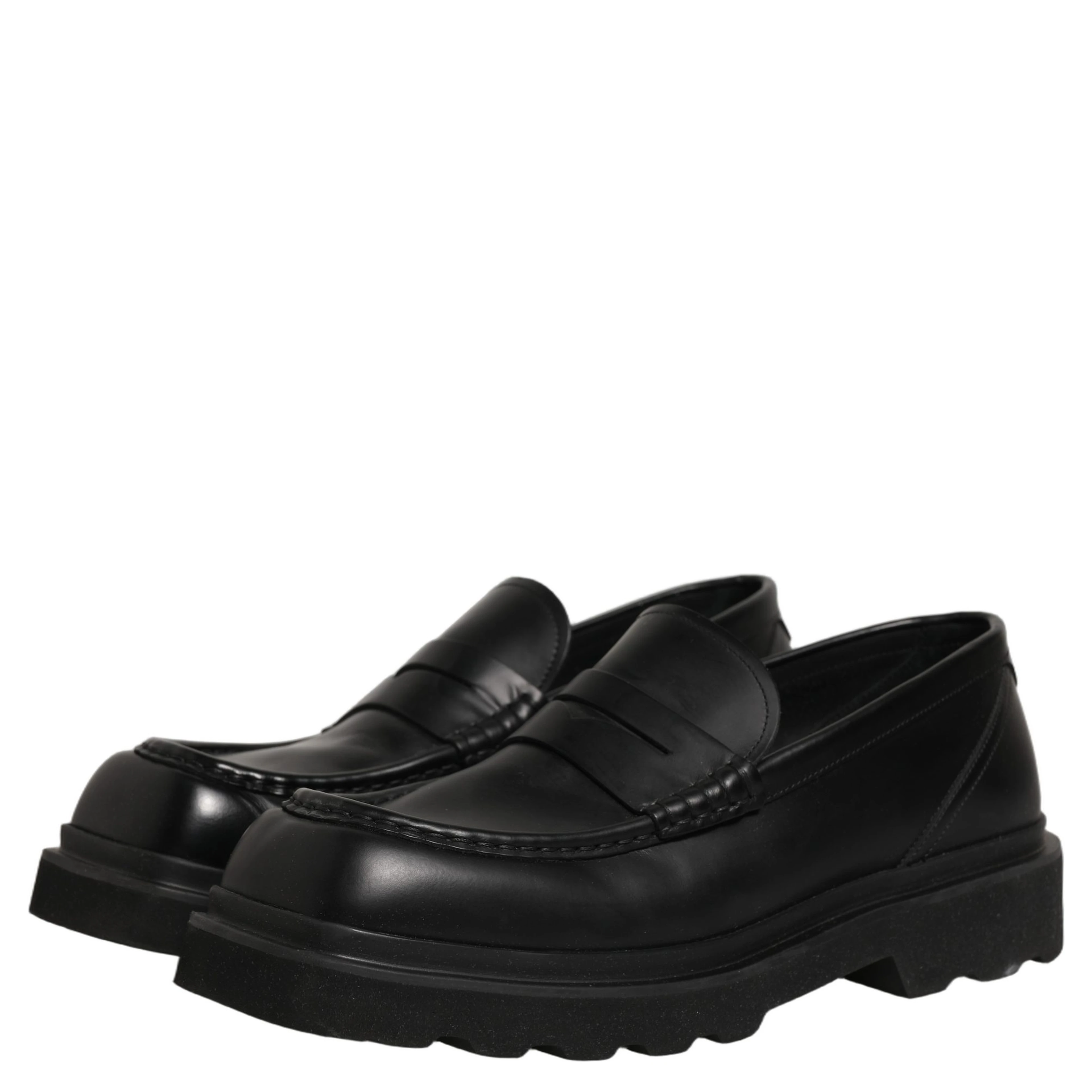 Black Calfskin Leather Men Dress Loafer Shoes
