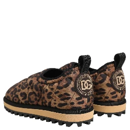 Brown Leopard Print Quilted Men Sneakers Shoes