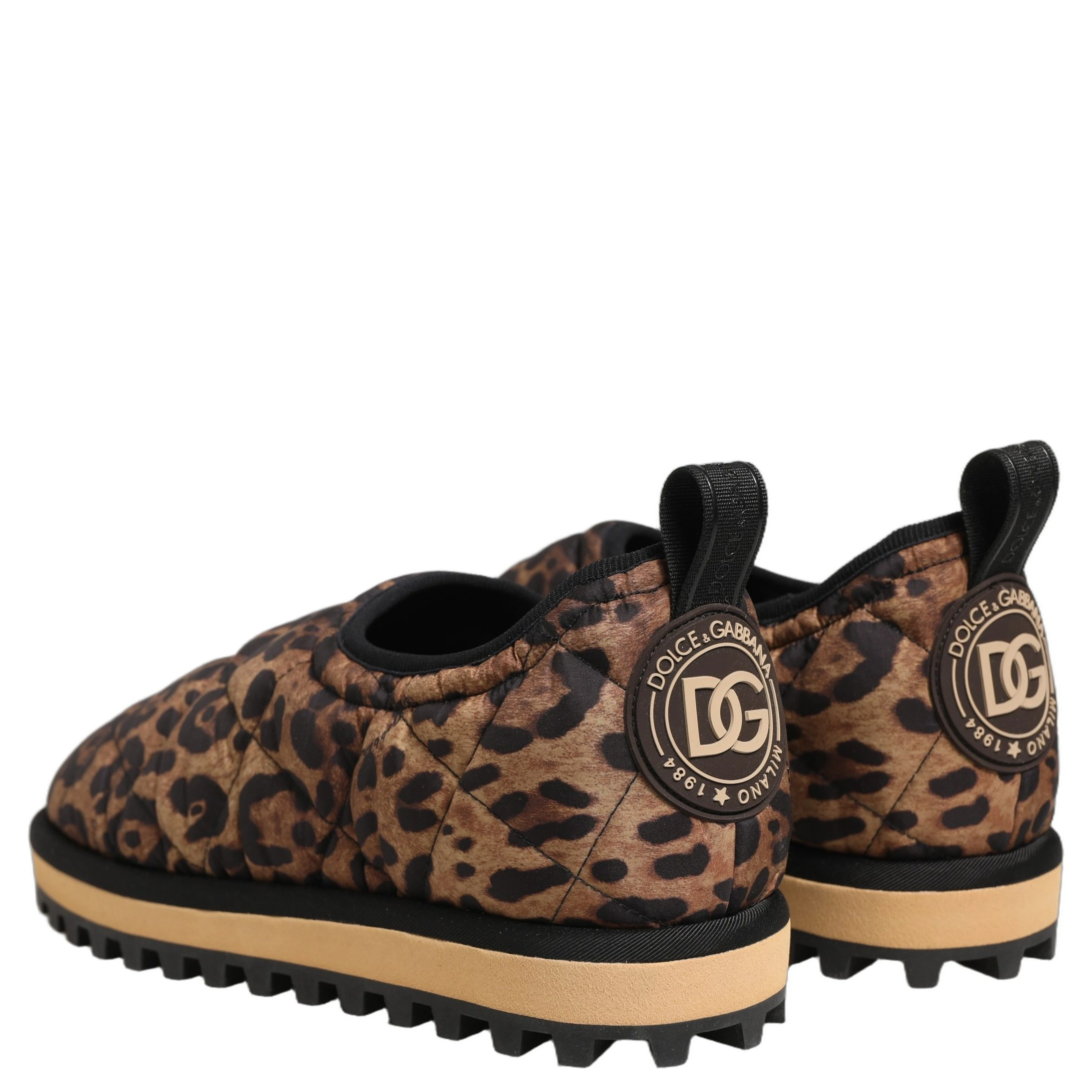 Brown Leopard Print Quilted Men Sneakers Shoes