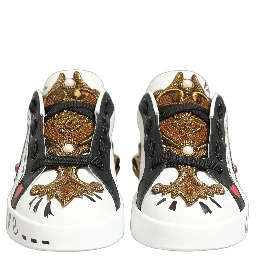 White Gold Studded Portofino Sneakers Shoes