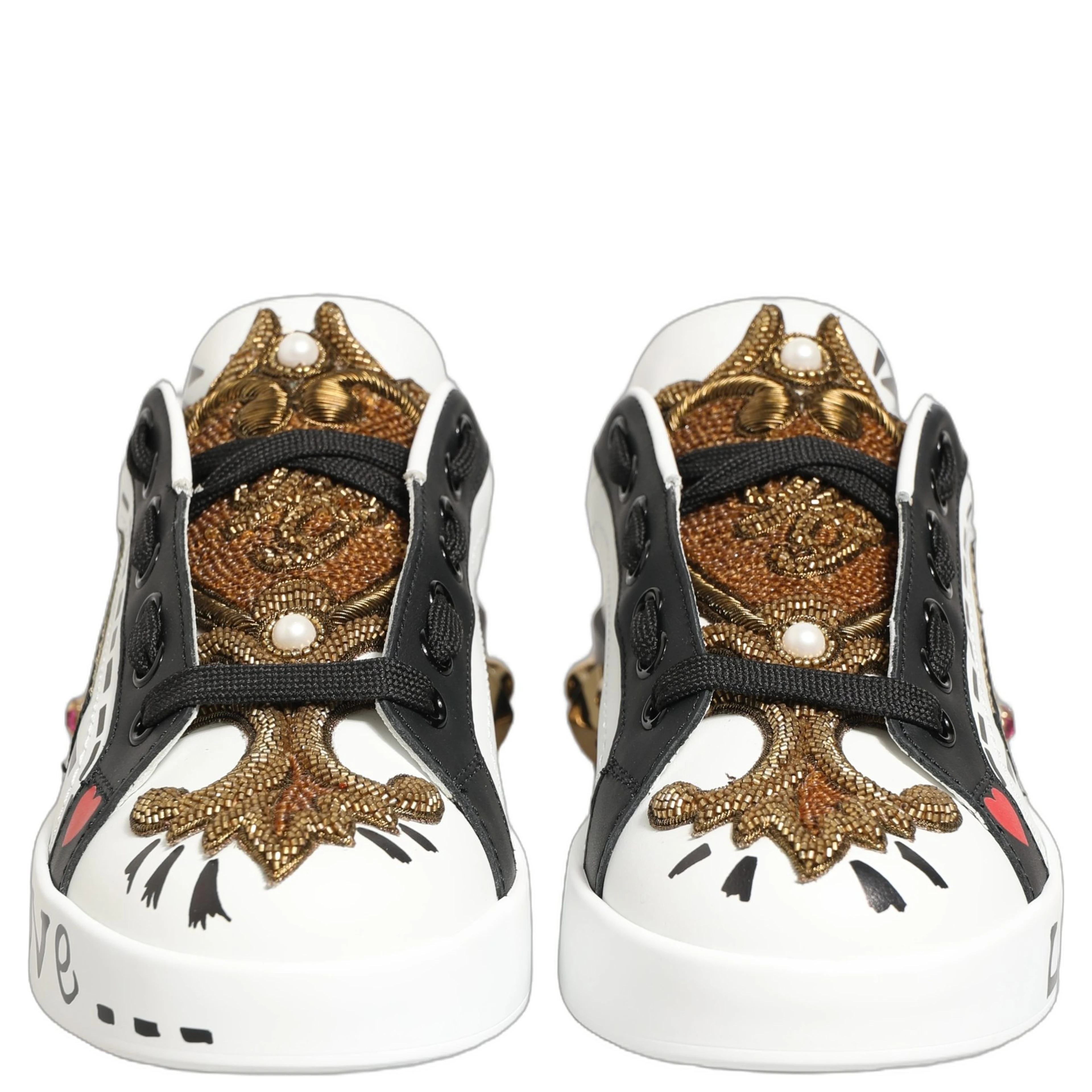 White Gold Studded Portofino Sneakers Shoes