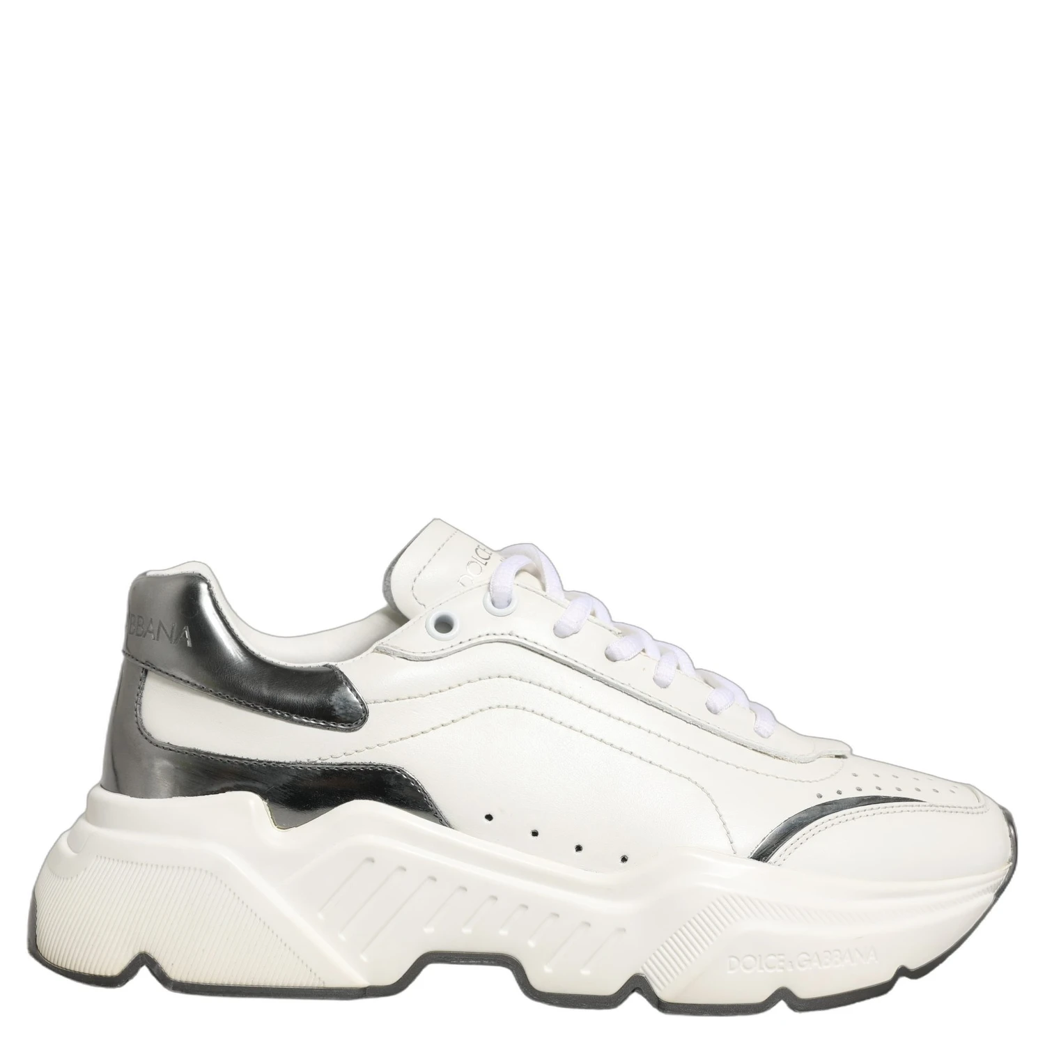 White Silver Daymaster Leather Low Top Sneakers Shoes