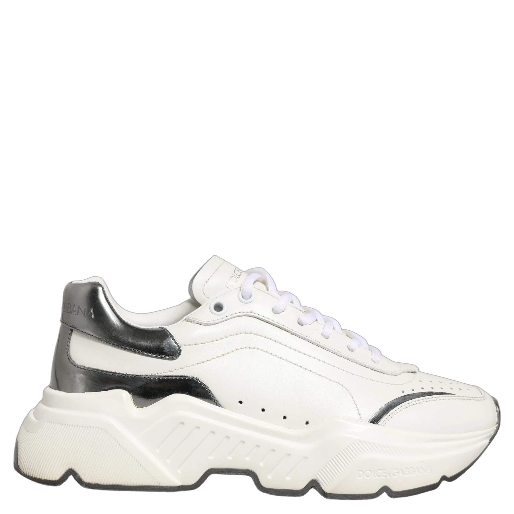 White Silver Daymaster Leather Low Top Sneakers Shoes