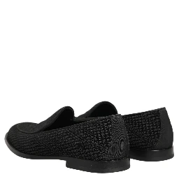Black Logo Monogram Men Dress Loafers Shoes