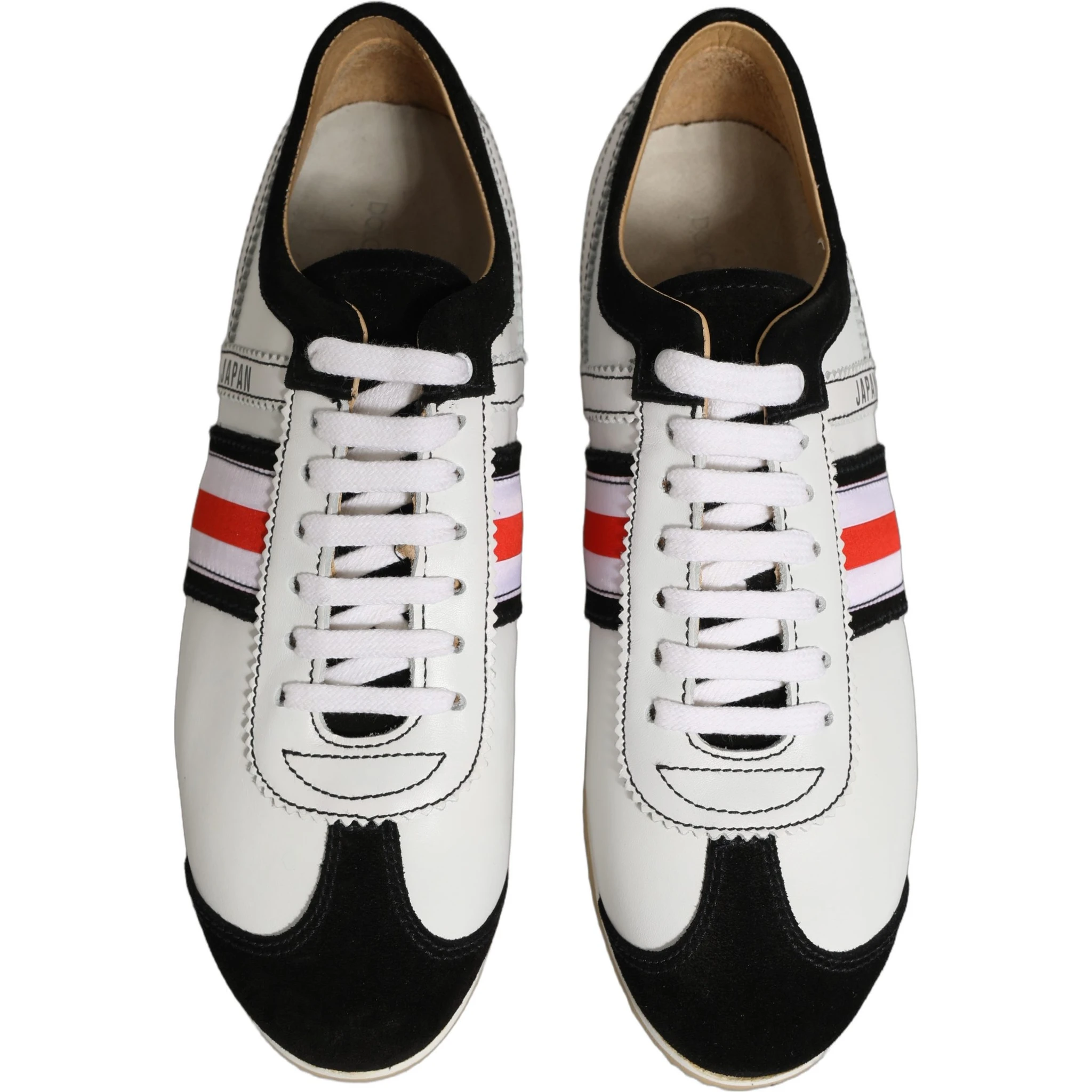 Black White Leather Suede Low Top Sneakers Shoes