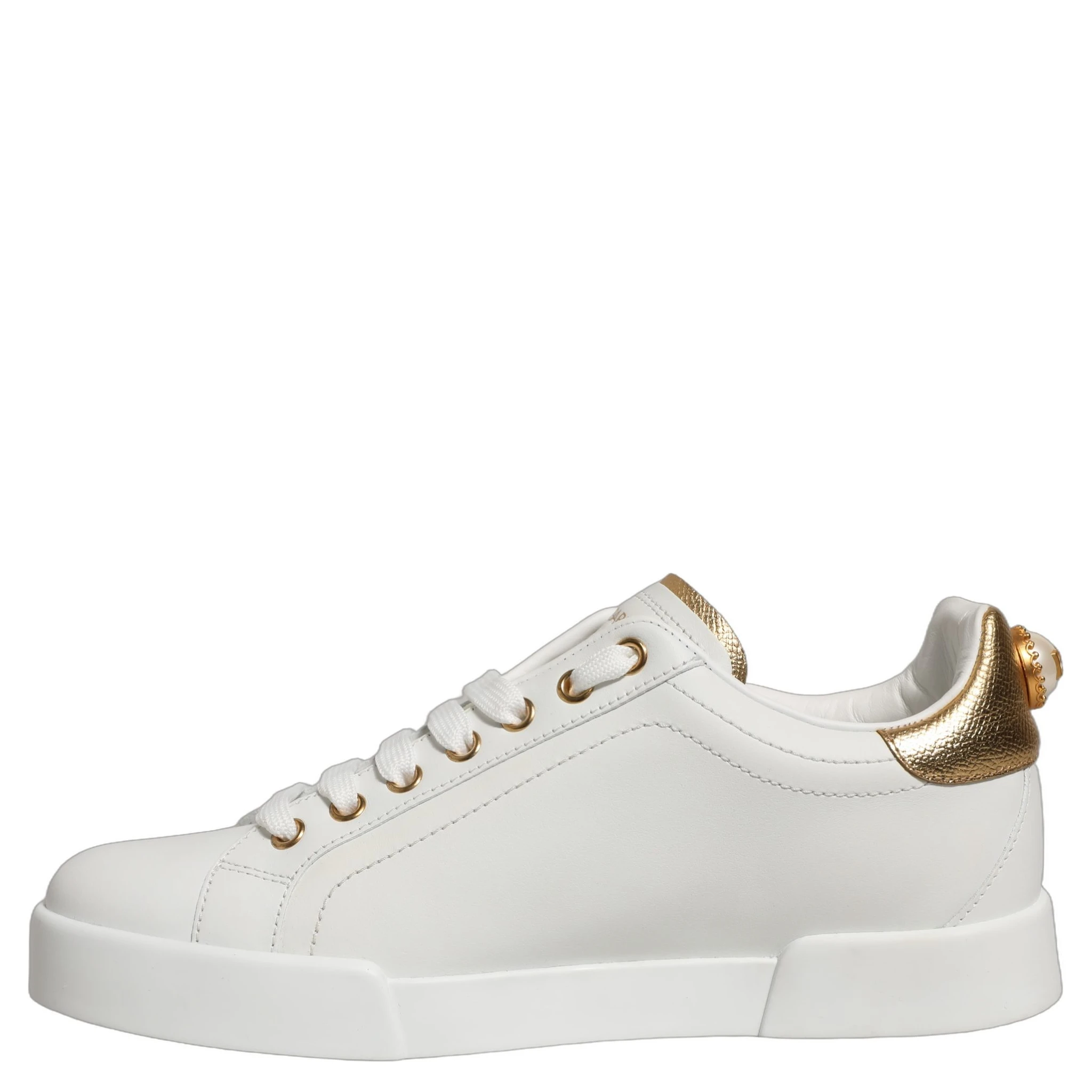 White Gold Embellished Low Top Sneakers Shoes