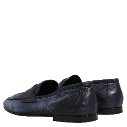 Blue Suede Leather Loafers Moccasins Shoes