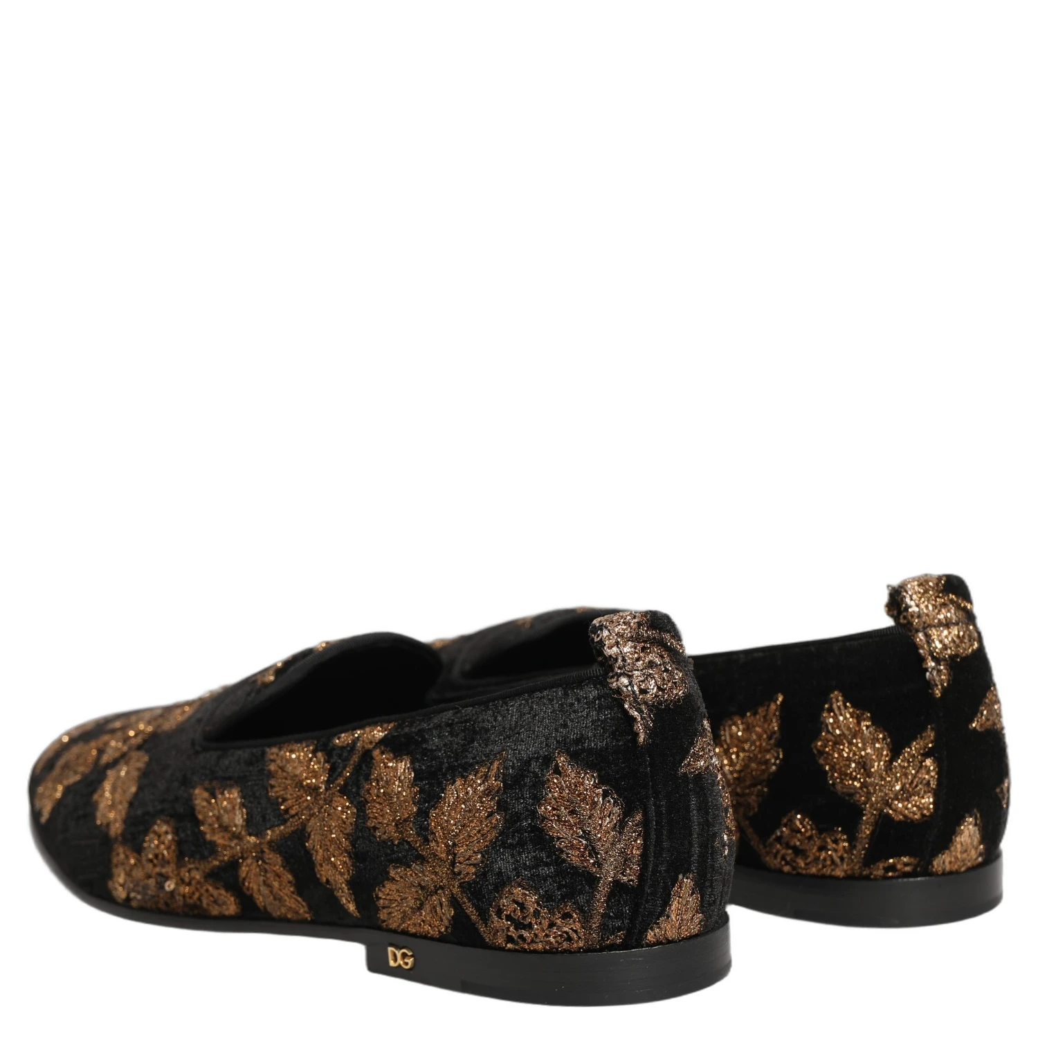 Black Floral Jacquard Dress Loafers Shoes