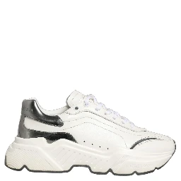 White Silver Daymaster Leather Low Top Sneakers Shoes
