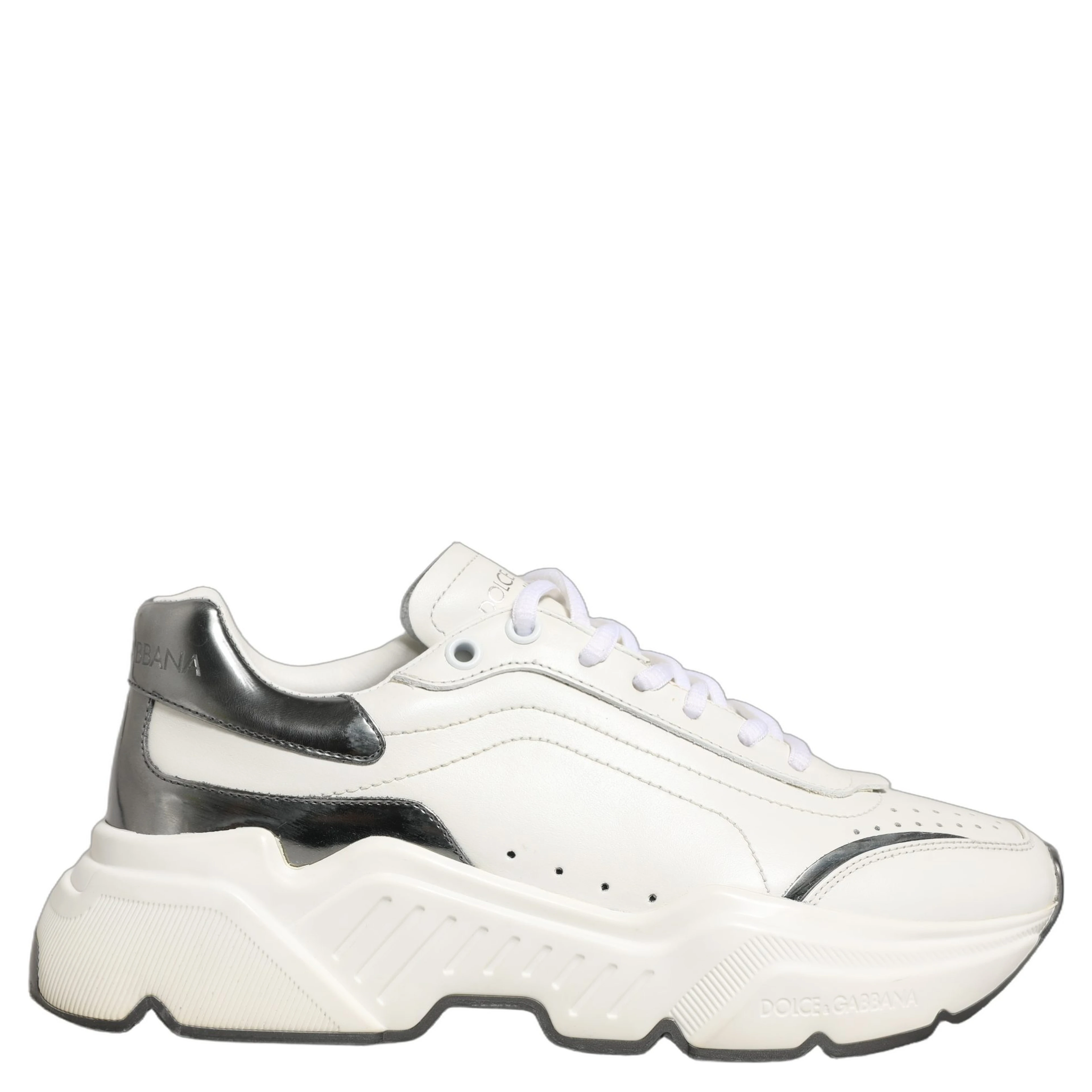White Silver Daymaster Leather Low Top Sneakers Shoes