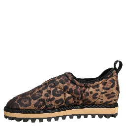 Brown Leopard Print Quilted Men Sneakers Shoes