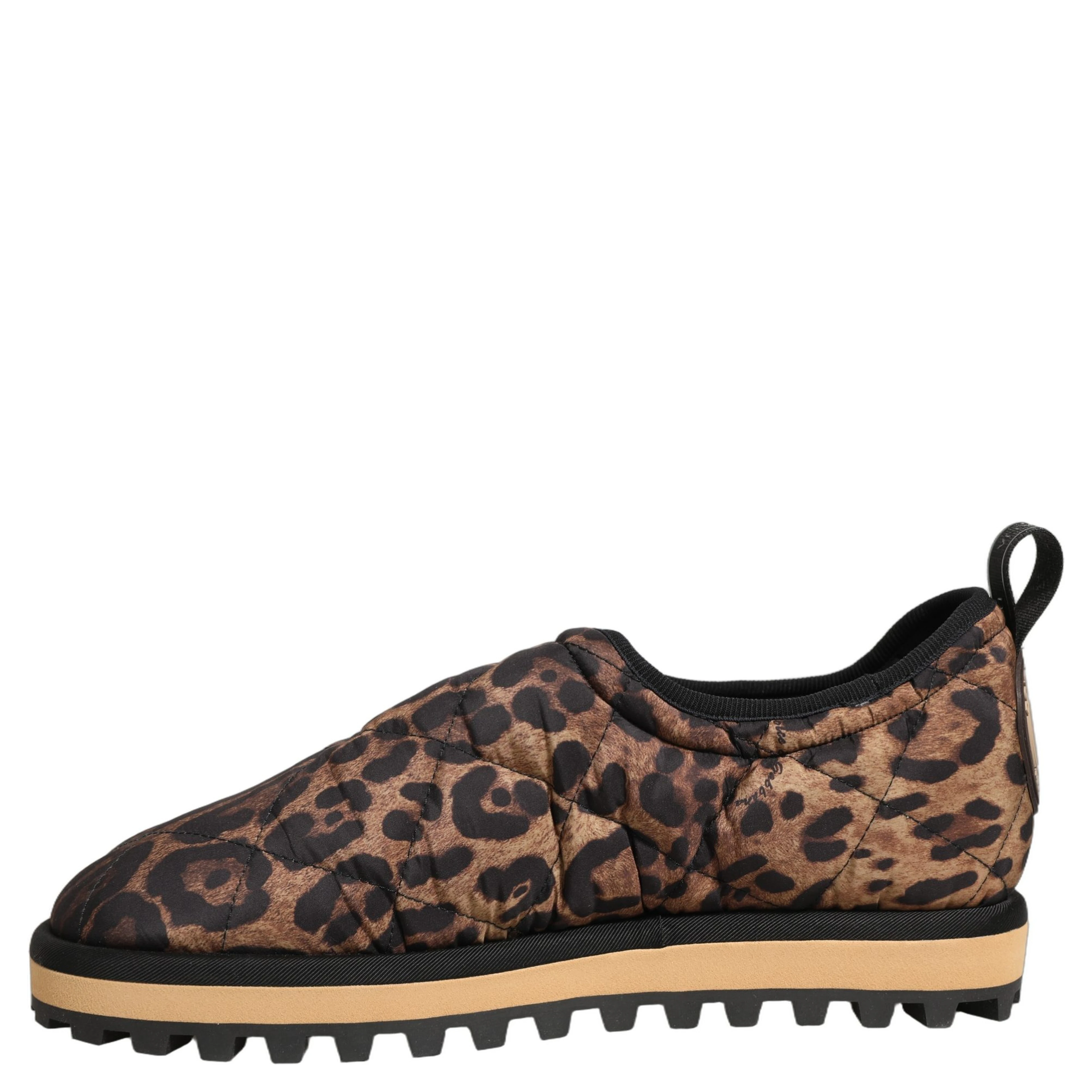 Brown Leopard Print Quilted Men Sneakers Shoes