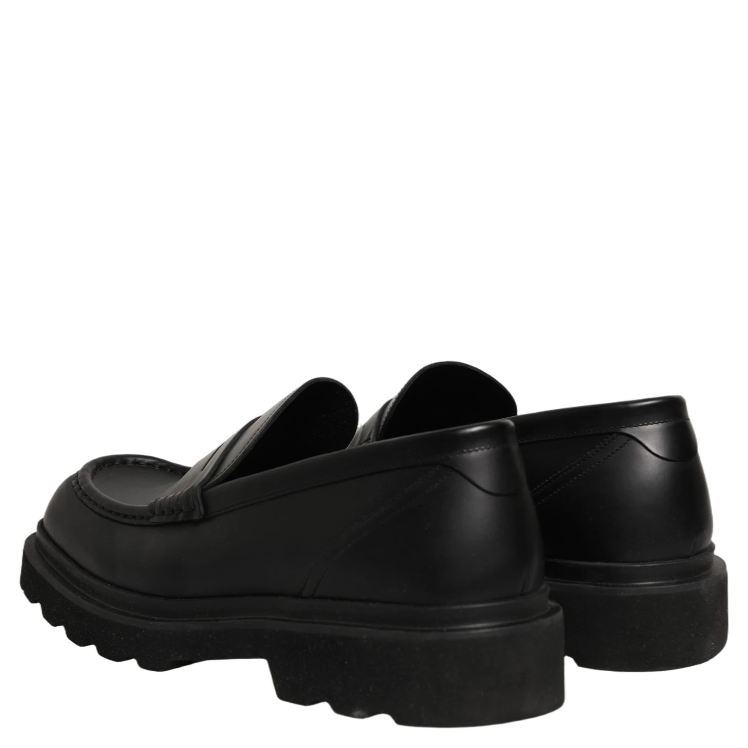 Black Calfskin Leather Men Dress Loafer Shoes
