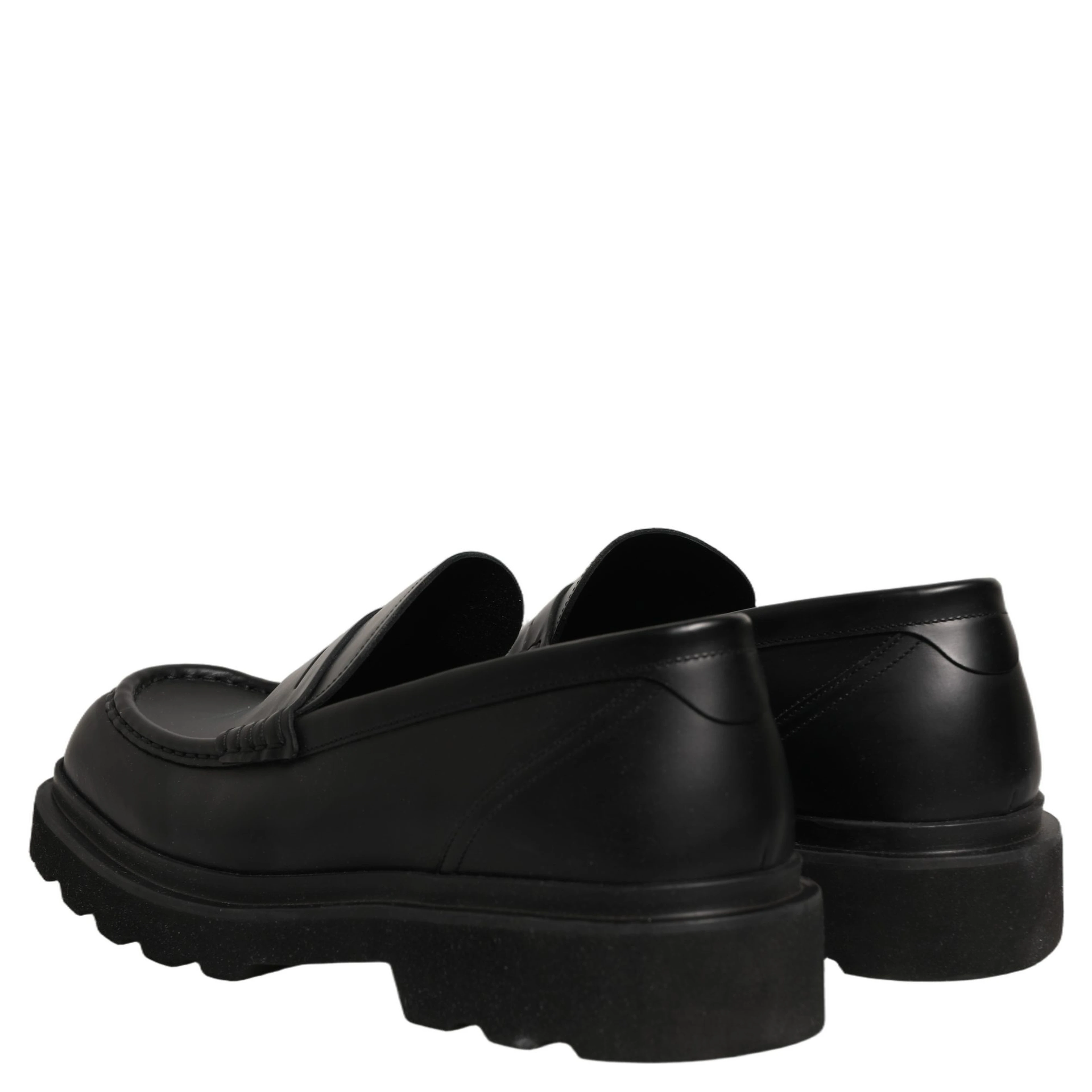 Black Calfskin Leather Men Dress Loafer Shoes
