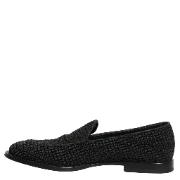 Black Logo Monogram Men Dress Loafers Shoes
