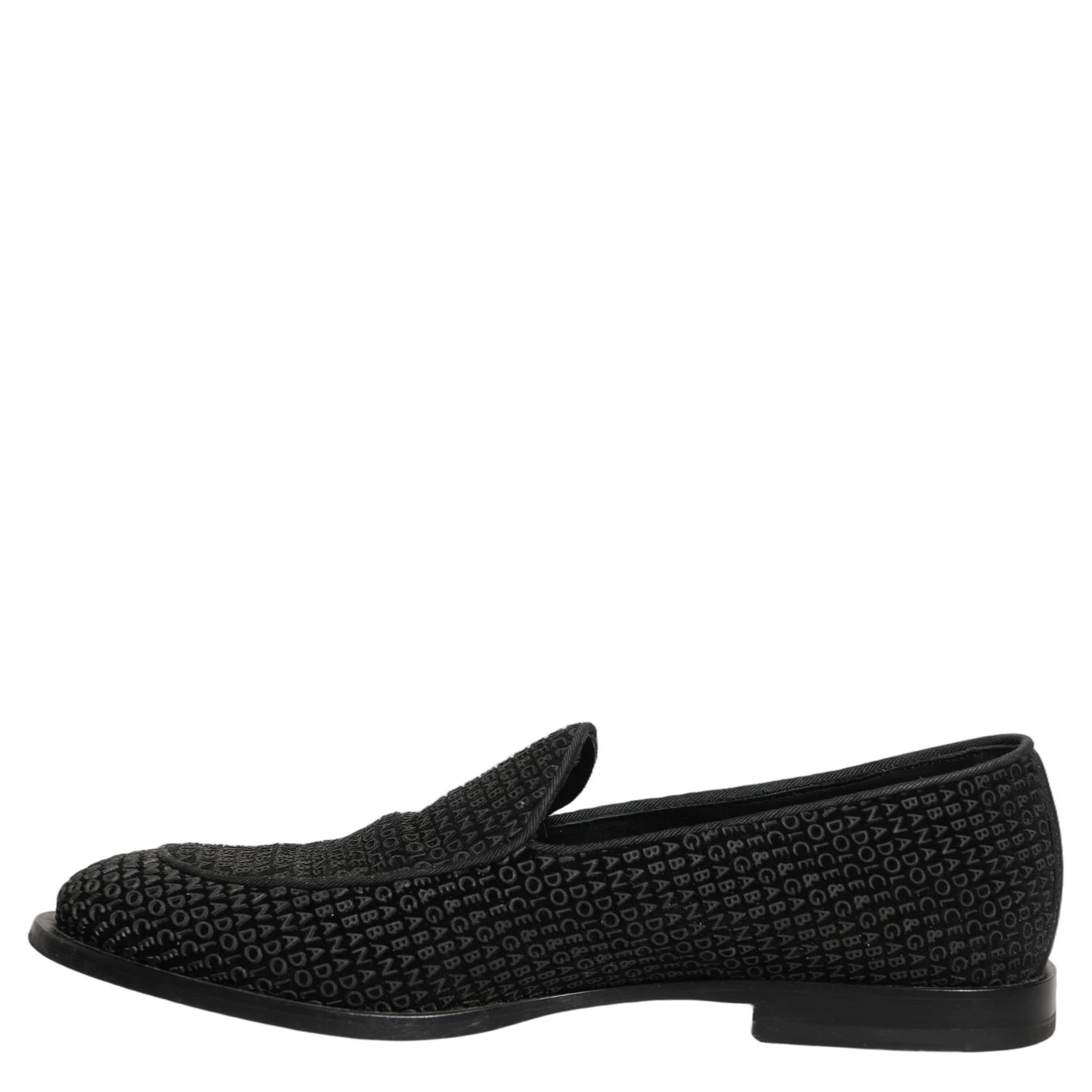 Black Logo Monogram Men Dress Loafers Shoes