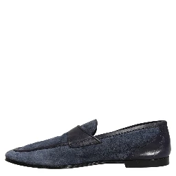 Blue Suede Leather Loafers Moccasins Shoes
