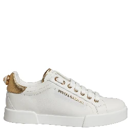 White Gold Embellished Low Top Sneakers Shoes
