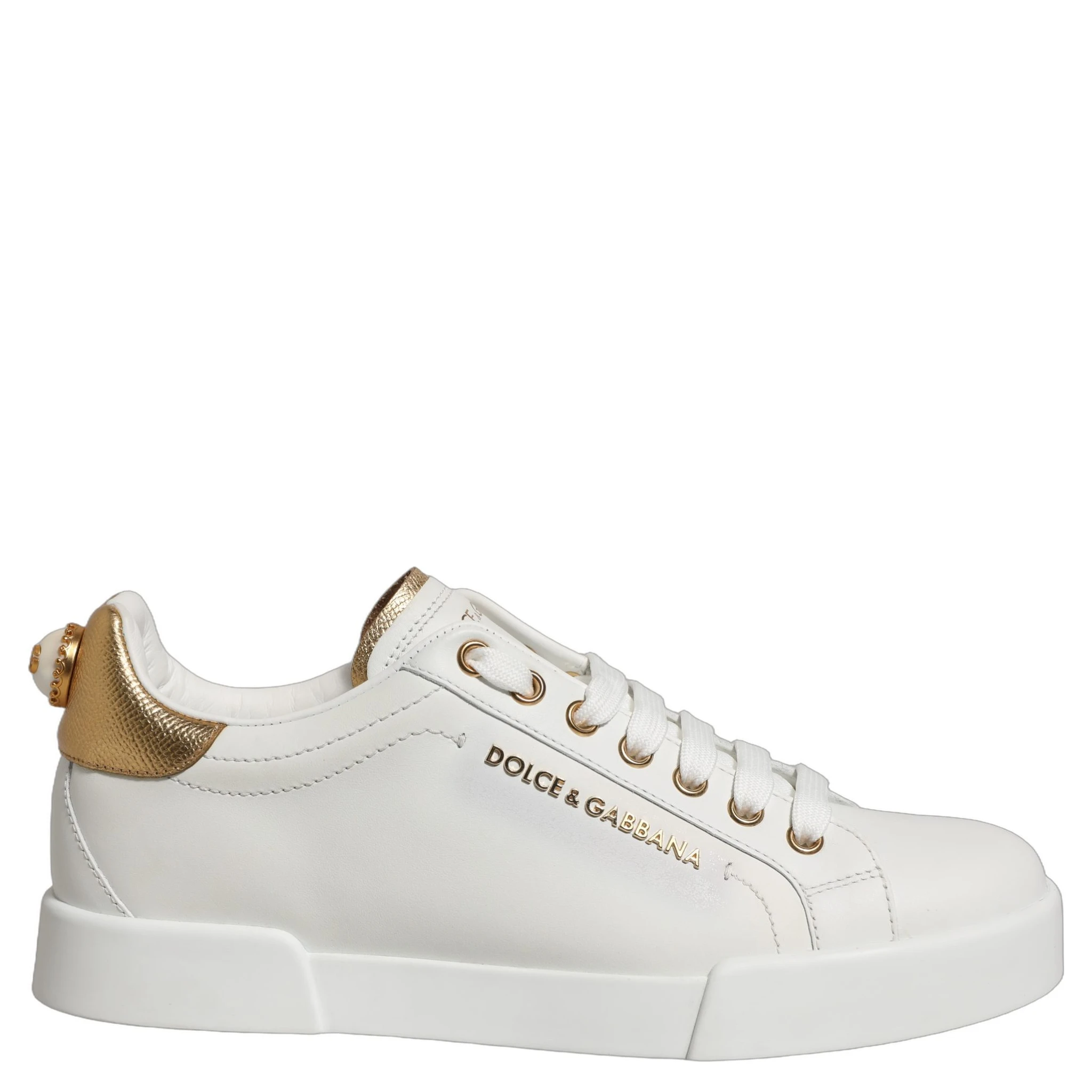 White Gold Embellished Low Top Sneakers Shoes