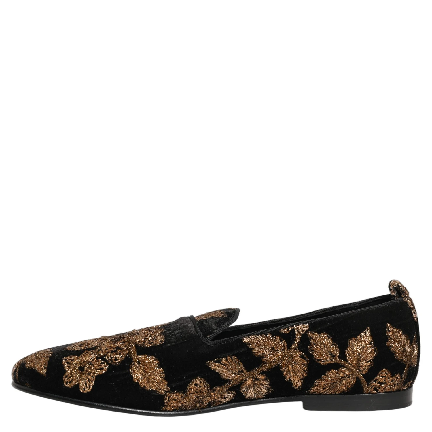 Black Floral Jacquard Dress Loafers Shoes