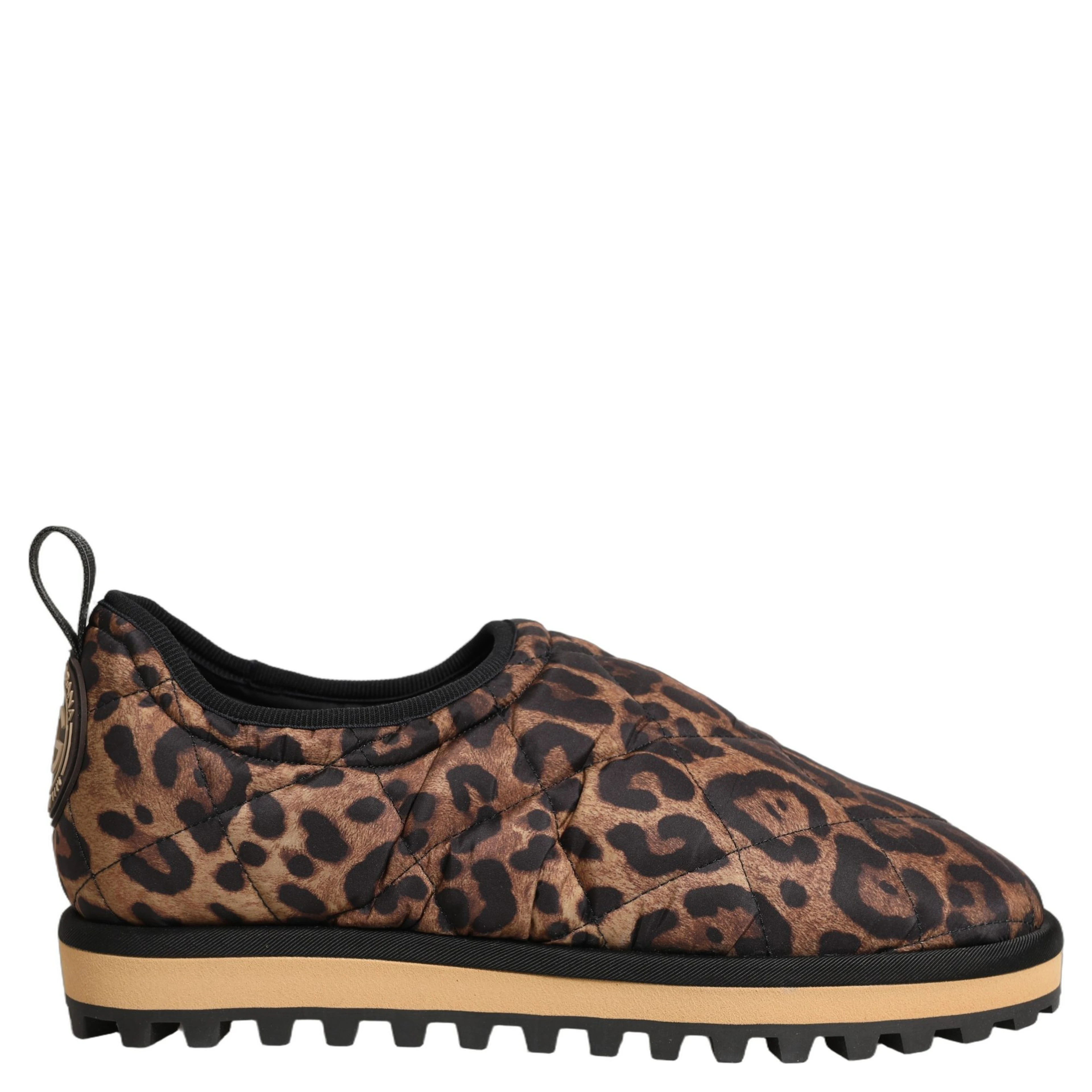 Brown Leopard Print Quilted Men Sneakers Shoes