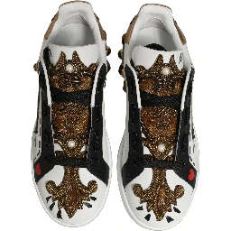 White Gold Studded Portofino Sneakers Shoes