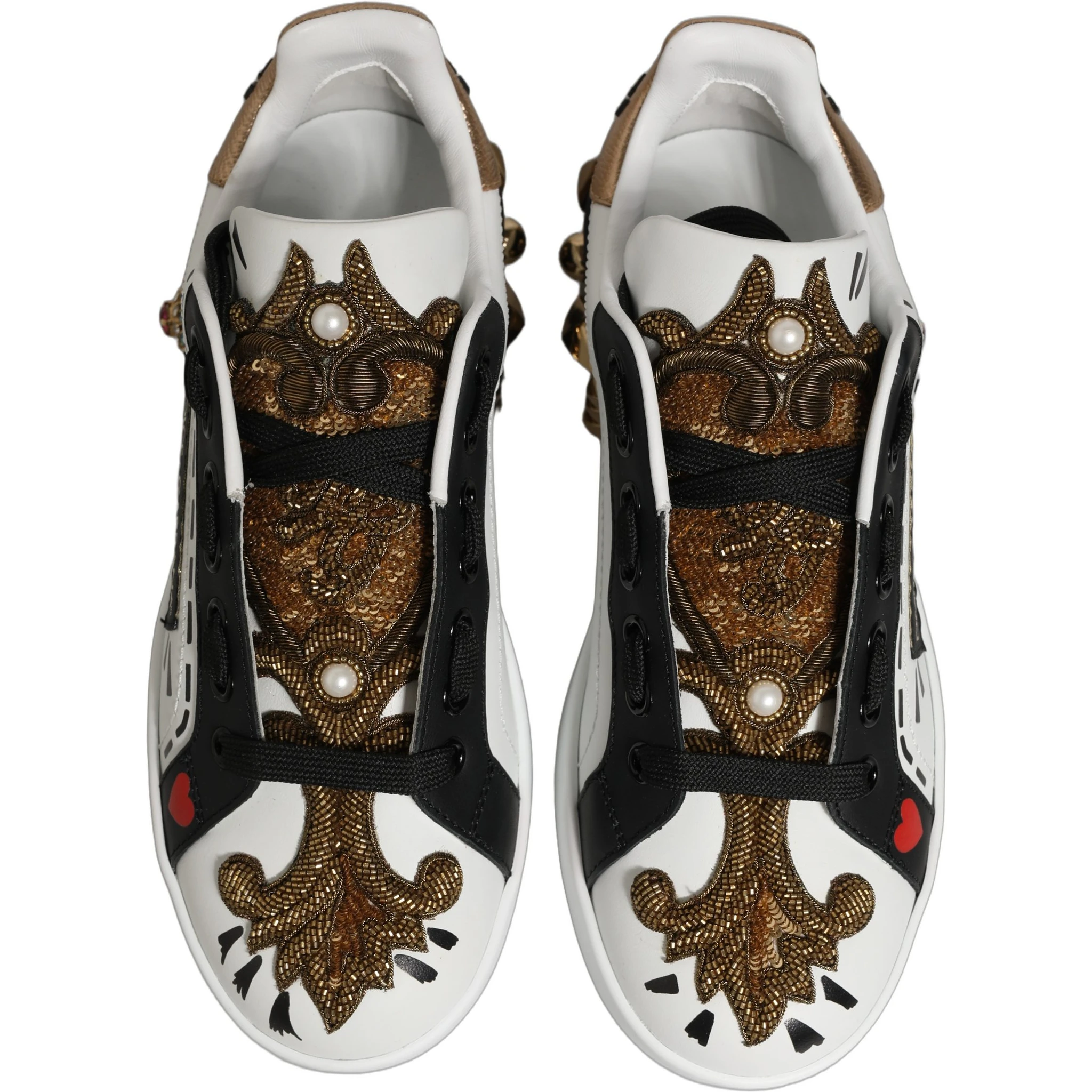 White Gold Studded Portofino Sneakers Shoes