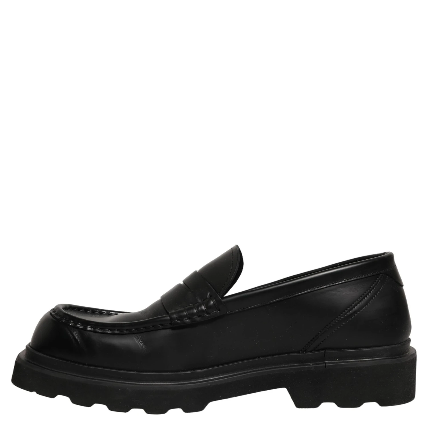 Black Calfskin Leather Men Dress Loafer Shoes