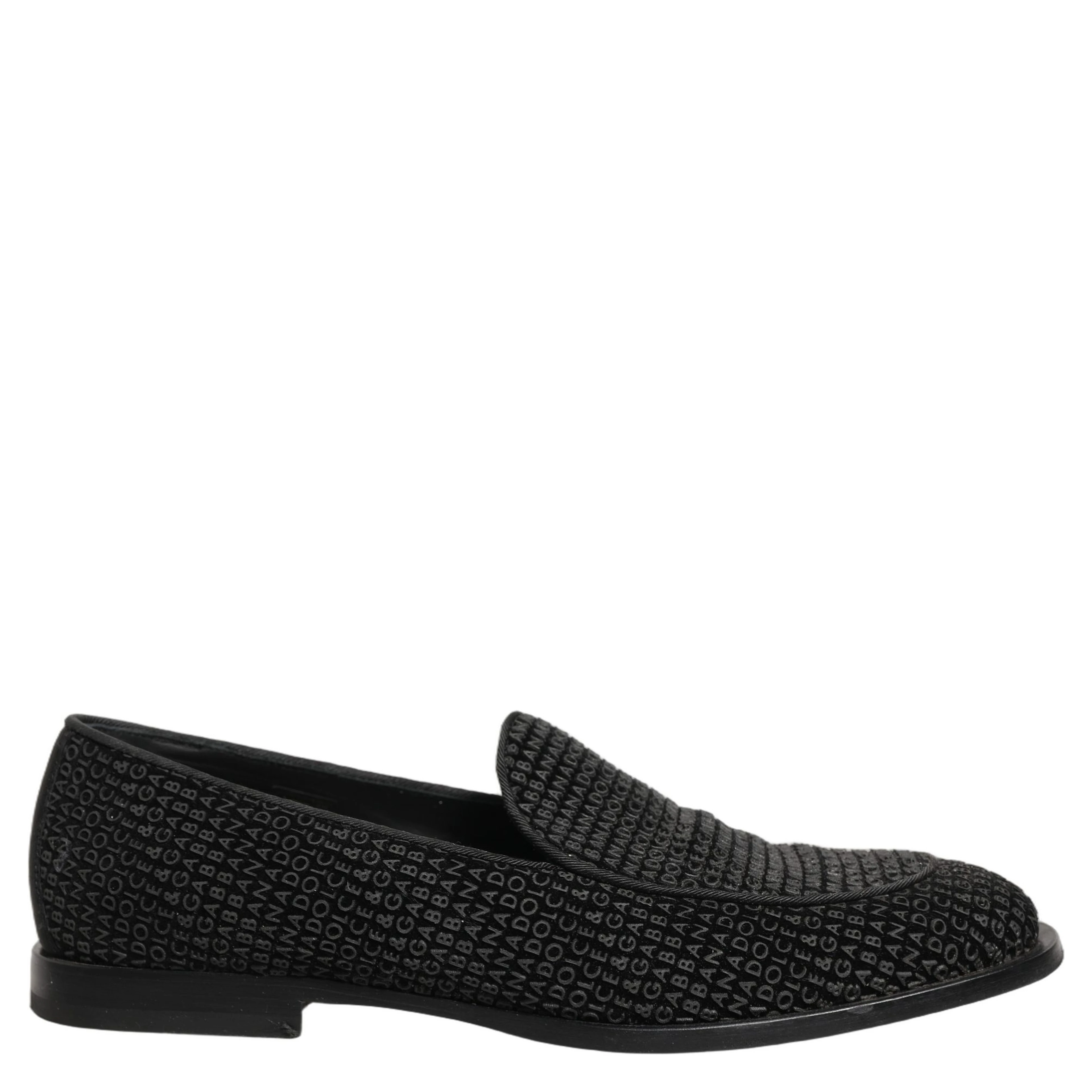 Black Logo Monogram Men Dress Loafers Shoes
