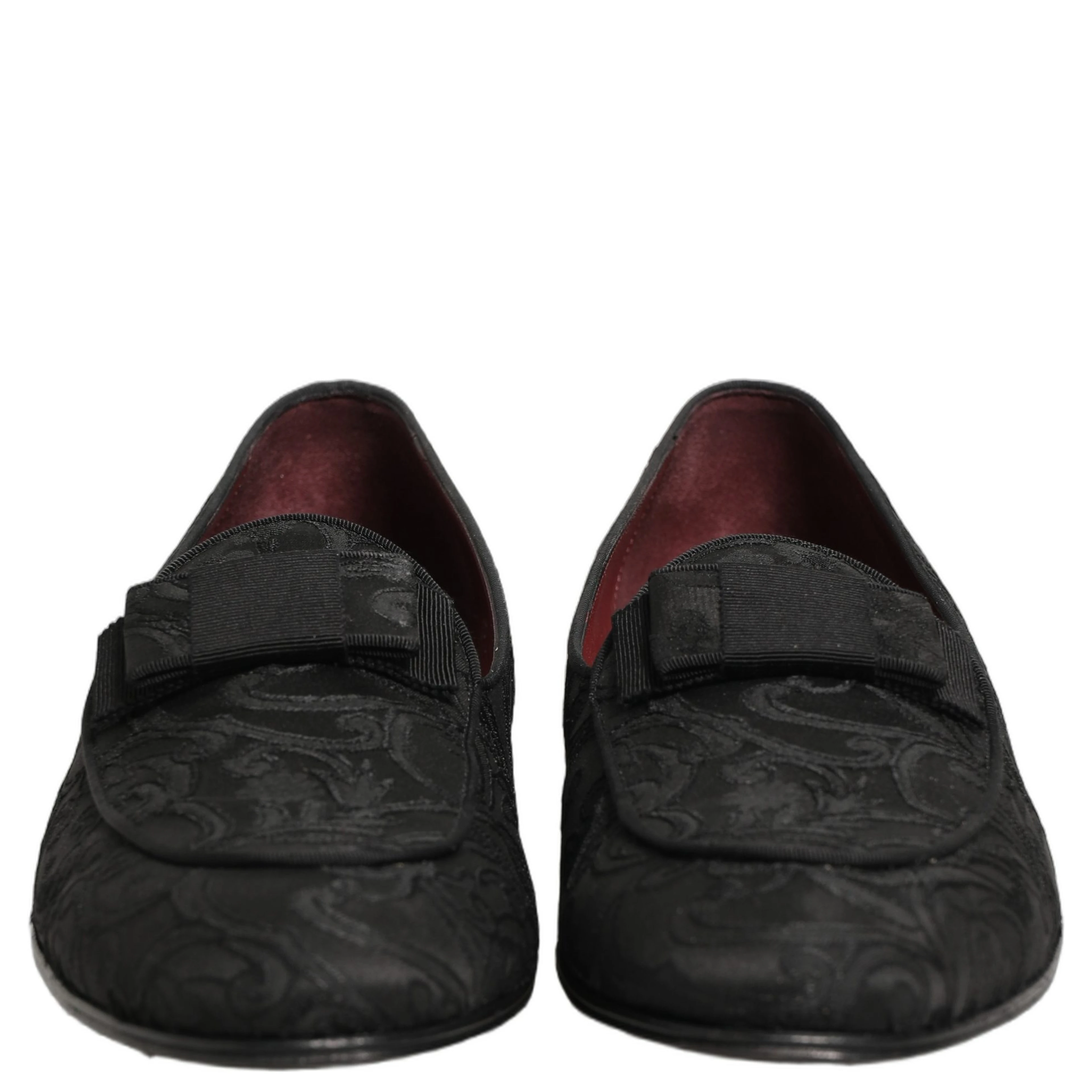 Black Floral Brocade Men Dress Loafers Shoes