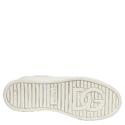 White Leather Logo Plaque Low Top Sneakers Shoes