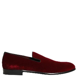 Maroon Velvet Slip On Men Dress Loafers Shoes