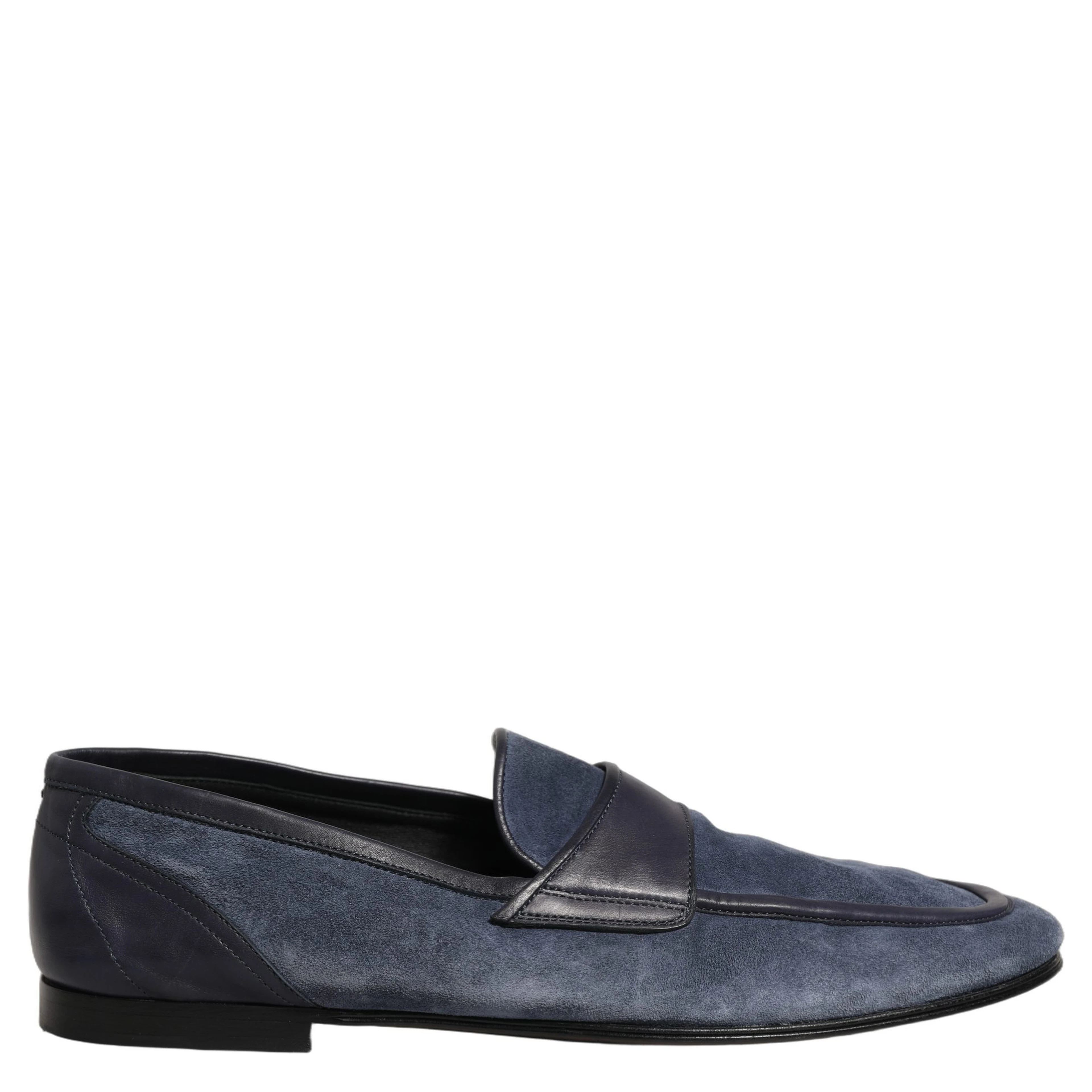 Blue Suede Leather Loafers Moccasins Shoes