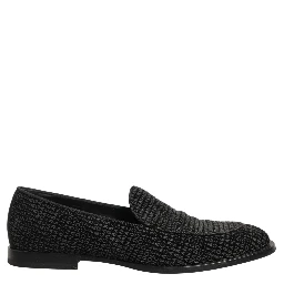 Black Logo Monogram Men Dress Loafers Shoes