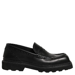 Black Calfskin Leather Men Dress Loafer Shoes