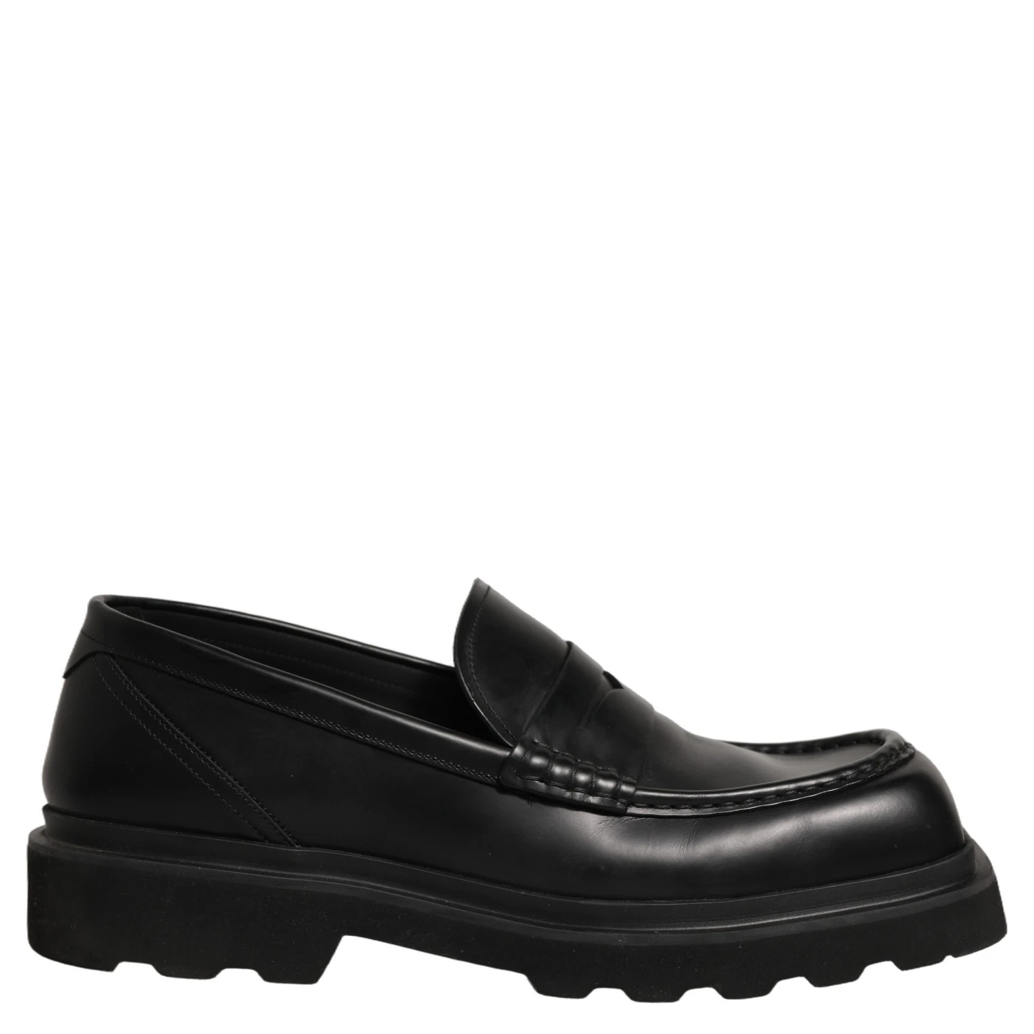 Black Calfskin Leather Men Dress Loafer Shoes