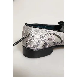 White Sequined Formal Slip On Loafers Shoes