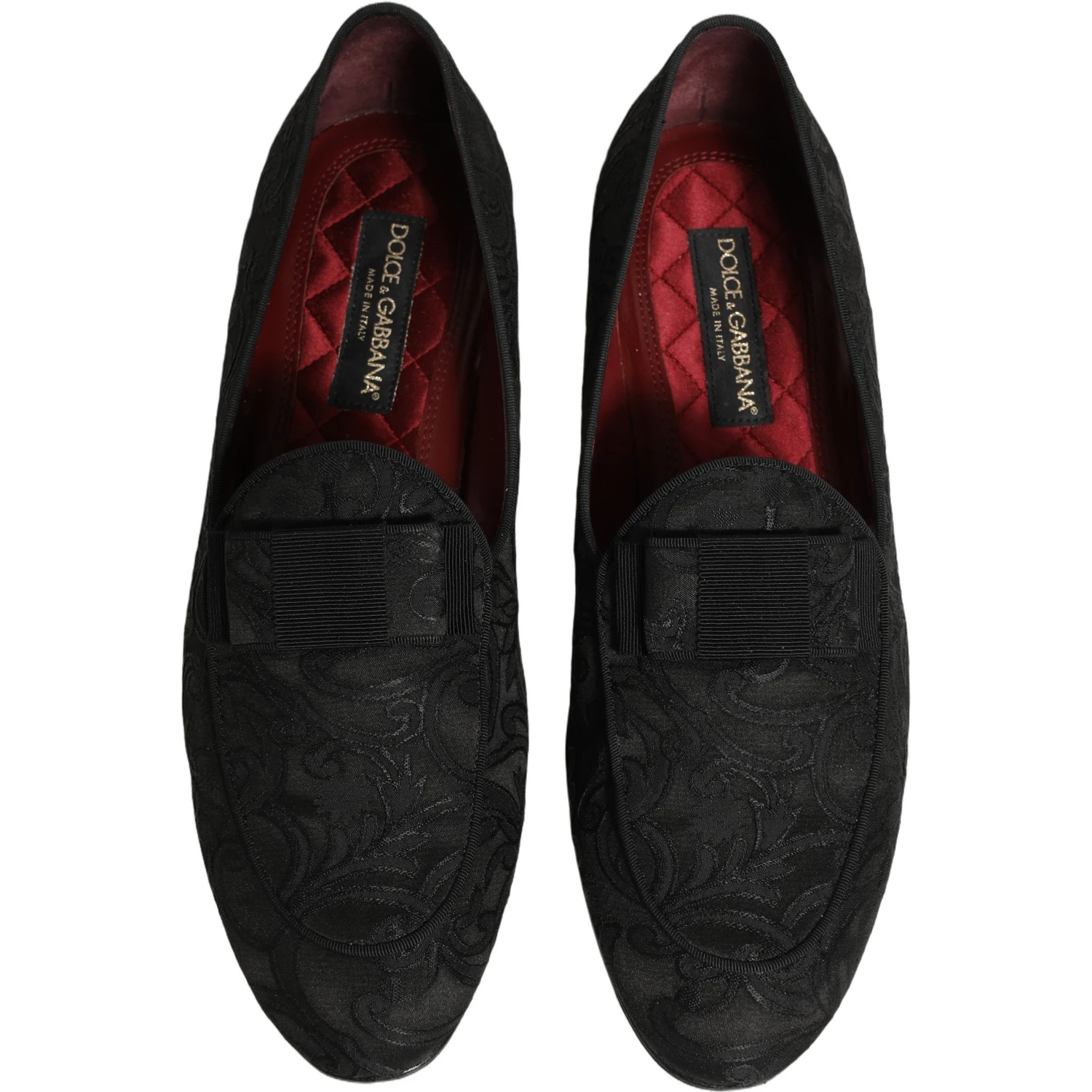 Black Floral Brocade Men Dress Loafers Shoes