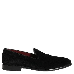 Black Velvet Cotton Loafers Formal Dress Shoes